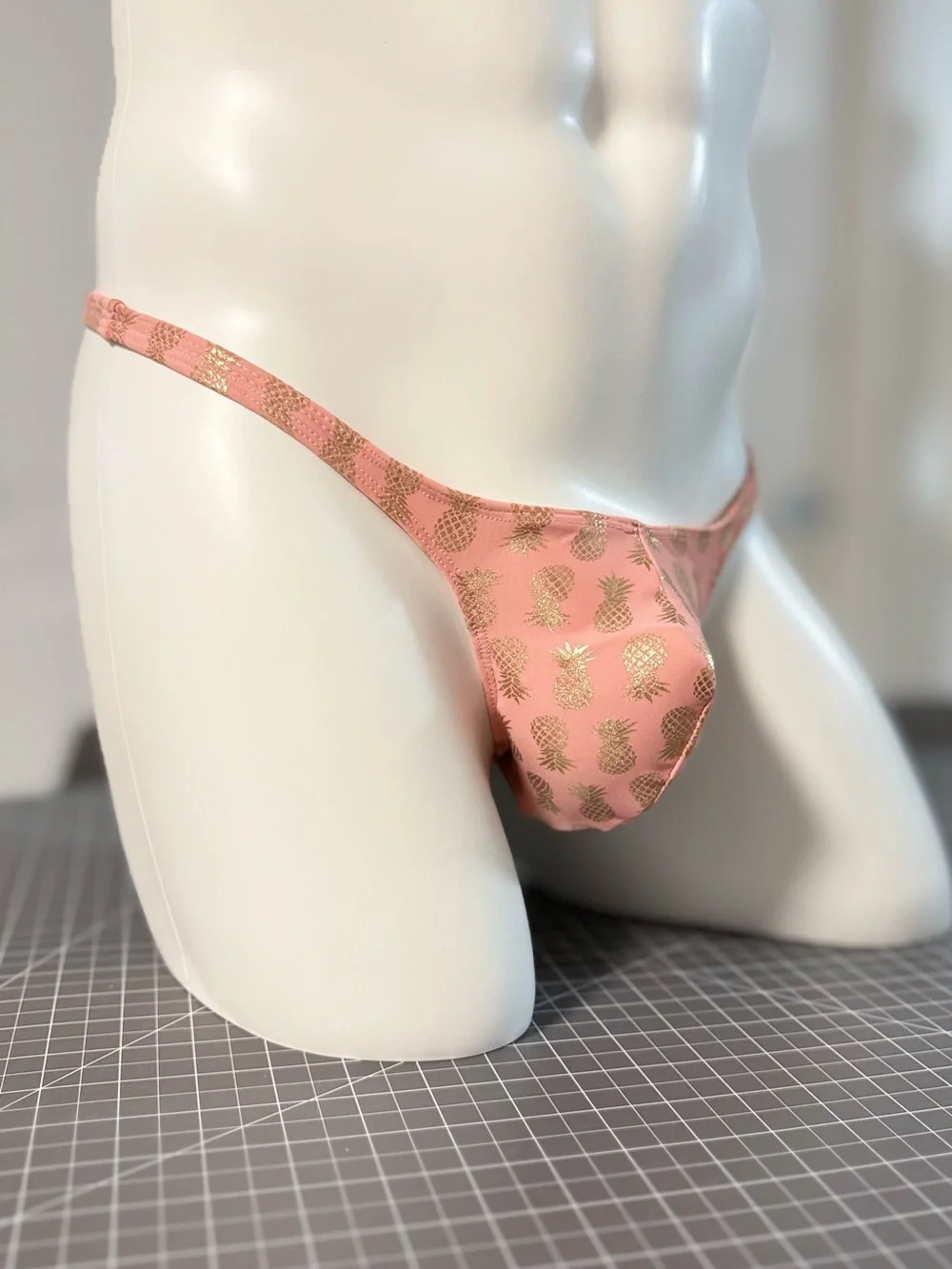 Metallic Pineapple Print Bikini Brief - Pink with Gold - Picture 3 of 7